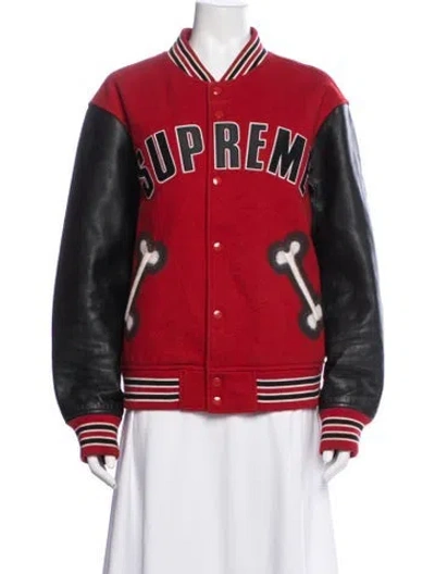 Pre-owned Supreme Wool Bomber Jacket In Red