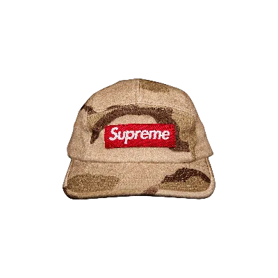 Pre-owned Supreme Wool Camp Cap 'desert Camo' In Tan