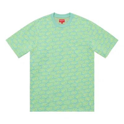 Pre-owned Supreme Word Bubble Jacquard Short-sleeve Top 'dusty Aqua' | Blue | Men's Size L