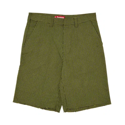 Pre-owned Supreme Work Short 'olive Houndstooth' | Green | Men's Size 34