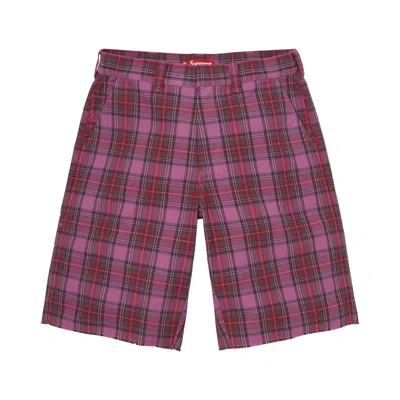 Pre-owned Supreme Work Short 'purple Plaid' | Men's Size L