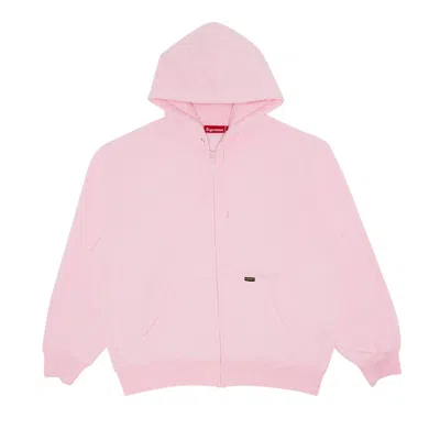 Pre-owned Supreme Work Zip Up Hooded Sweatshirt 'light Pink' | Men's Size L