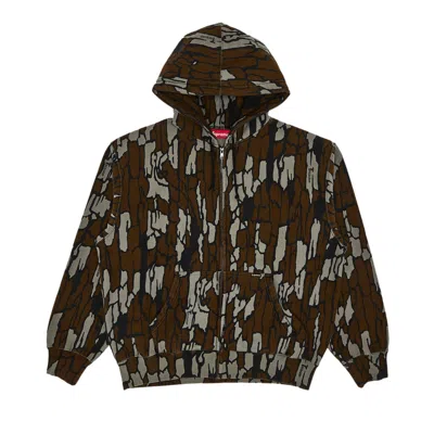 Pre-owned Supreme Work Zip Up Hooded Sweatshirt 'mossy Oak Trebark Camo' | Green | Men's Size M