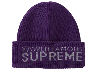 Pre-owned Supreme World Famous Beanie In Dark Purple