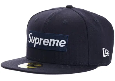 Pre-owned Supreme World Famous Box Logo New Era In Navy Blue