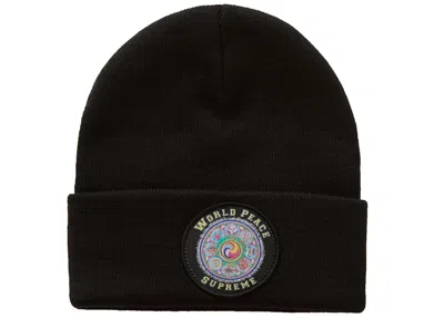 Pre-owned Supreme World Peace Beanie In Black