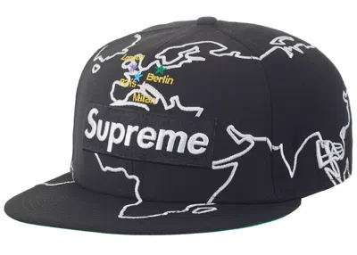 Pre-owned Supreme Worldwide Box Logo New Era Hat In Black