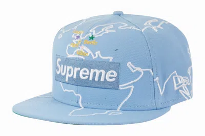 Pre-owned Supreme Worldwide Box Logo New Era Hat In Light Blue