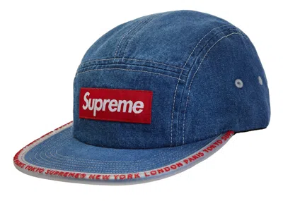 Pre-owned Supreme Worldwide Visor Tape Camp Cap In Denim