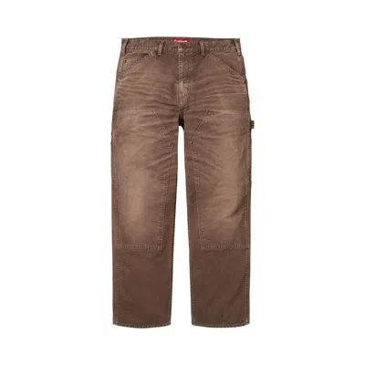 Pre-owned Supreme Worn Double Knee Painter Pant 'brown' | Men's Size 34