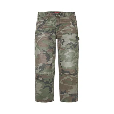 Pre-owned Supreme Worn Double Knee Painter Pant 'woodland Camo' | Green | Men's Size 30