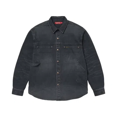 Pre-owned Supreme Worn Snap Painter Shirt 'black' | Men's Size L