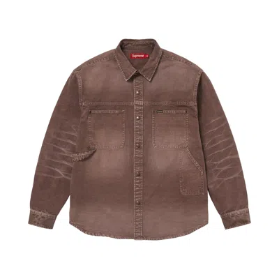 Pre-owned Supreme Worn Snap Painter Shirt 'brown' | Men's Size M