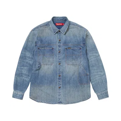 Pre-owned Supreme Worn Snap Painter Shirt 'denim' | Blue | Men's Size M