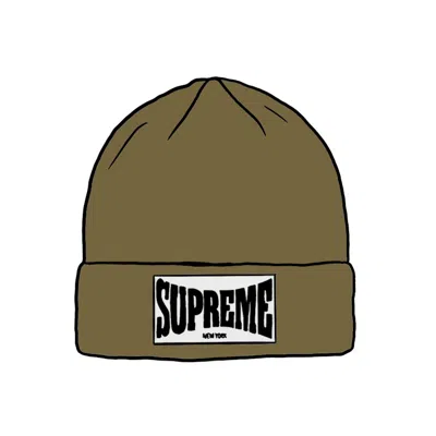 Pre-owned Supreme Woven Label Beanie In Olive