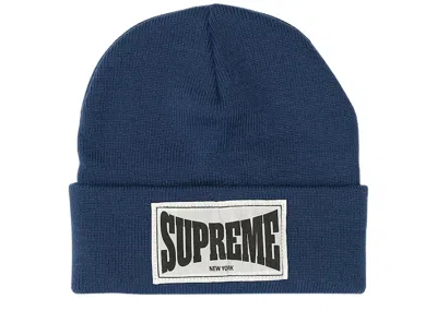 Pre-owned Supreme Woven Label Beanie In Slate