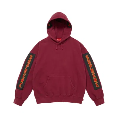 Pre-owned Supreme Woven Patches Hooded Sweatshirt 'cardinal' | Red | Men's Size L