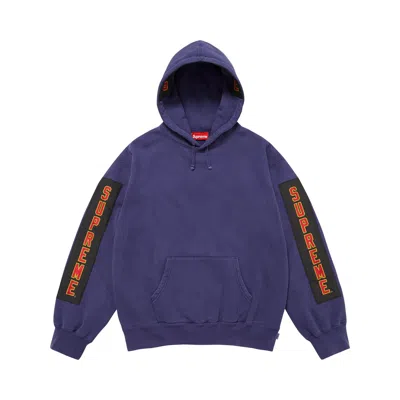 Pre-owned Supreme Woven Patches Hooded Sweatshirt 'dark Royal' | Blue | Men's Size M