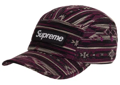 Pre-owned Supreme Woven Pattern Camp Cap In Purple