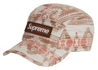 Pre-owned Supreme Woven Pattern Camp Cap In Tan In Brown