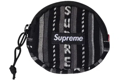 Pre-owned Supreme Woven Stripe Coin Pouch In Black