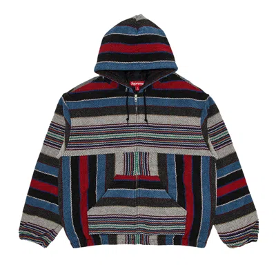 Pre-owned Supreme Woven Stripe Hooded Jacket 'black' | Men's Size M