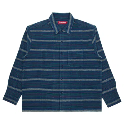Pre-owned Supreme Woven Stripe Shirt 'blue' | Men's Size L