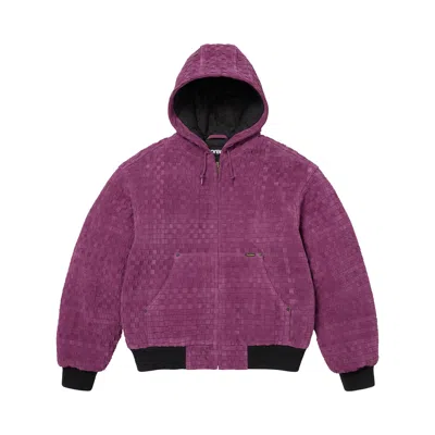 Pre-owned Supreme Woven Suede Hooded Work Jacket 'purple' | Men's Size Xl