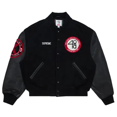 Pre-owned Supreme X 40 Acres Malcolm X Varsity Jacket 'black' | Men's Size Xl