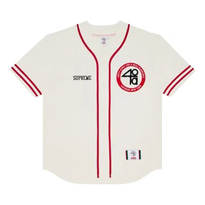 Pre-owned Supreme X 40 Acres Twill Baseball Jersey 'natural' | Cream | Men's Size M In White