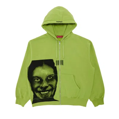 Pre-owned Supreme X Aphex Twin Zip Up Hooded Sweatshirt 'lime' | Green | Men's Size Xxl