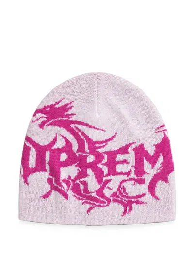 Supreme X Art Dealer Dragon Beanie Hat In Pink