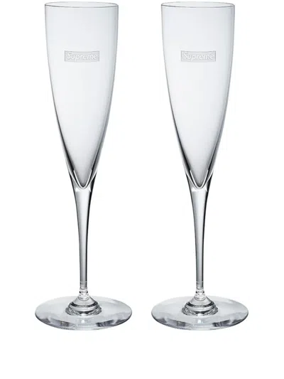Supreme X Baccarat Dom Pérignon Champagne Flute Glasses (set Of Two) In White