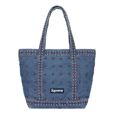 Supreme X B.b. Simon Denim Tote Bag Ss25 'washed Indigo' In Blue