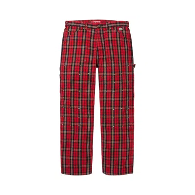 Pre-owned Supreme X B.b. Simon Quilted Double Knee Painter Pant 'plaid' | Red | Men's Size 30