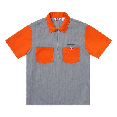 Pre-owned Supreme X Ben Davis Half Zip Work Shirt 'hickory Stripe'