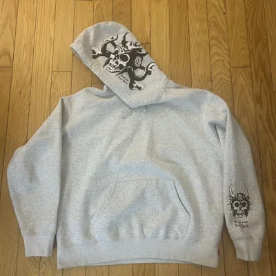 Pre-owned Supreme X Bounty Hunter Hooded Sweatshirt White Medium In Grey