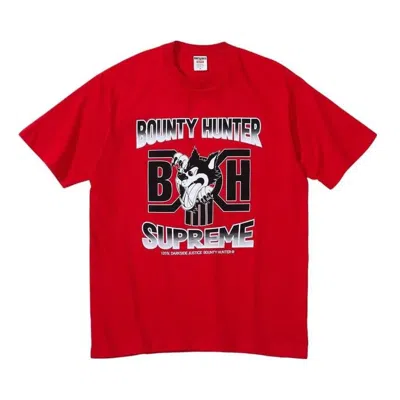 Supreme X Bounty Hunter Wolf T-shirt 'red White Black'