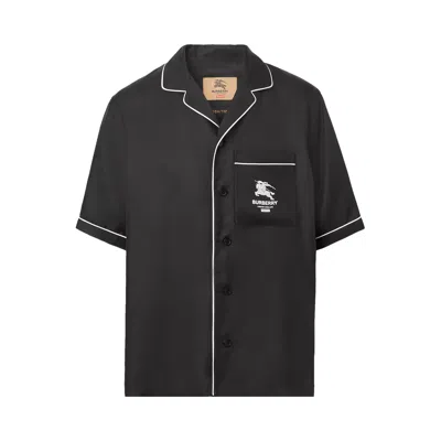 Pre-owned Supreme X Burberry Icon Stripe Silk Pyjama Shirt (burberry Exclusive) 'black'
