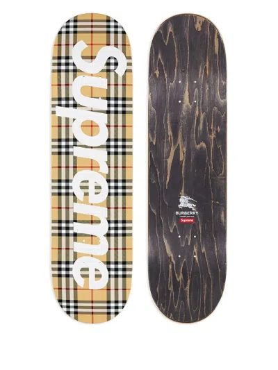 Supreme X Burberry Tartan Logo Skateboard In Multi