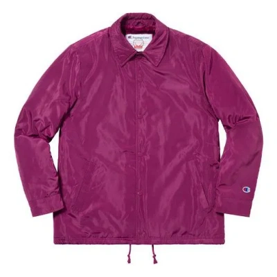 Supreme X Champion Crossover Solid Color Coach Jacket Unisex Purple In Burgundy