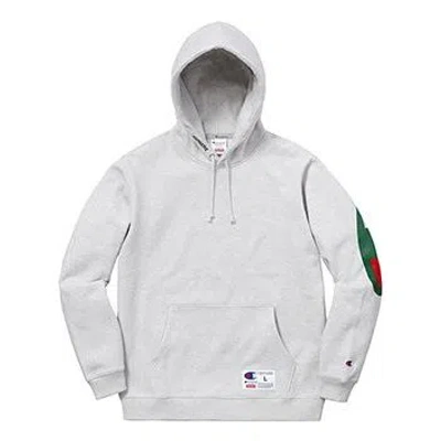 Supreme X Champion Hooded Sweatshirt 'grey Green' In Gray