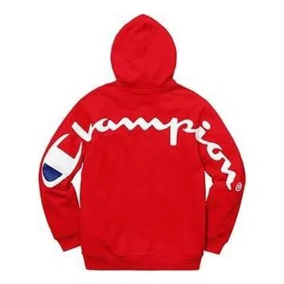 Supreme X Champion Hooded Sweatshirt 'red White'
