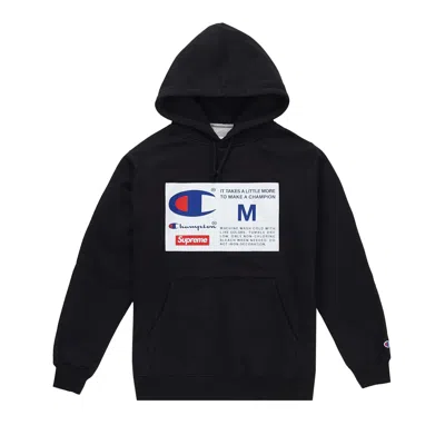 Pre-owned Supreme X Champion Label Hooded Sweatshirt 'black' | Men's Size M