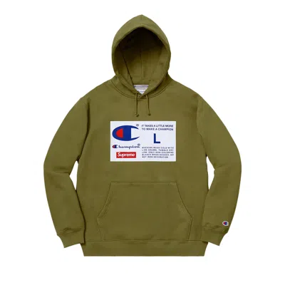 Pre-owned Supreme X Champion Label Hooded Sweatshirt 'olive' | Green | Men's Size S