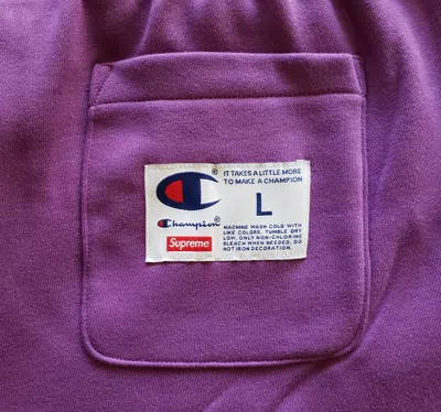 Pre-owned Supreme X Champion Outline Sweat Shorts Sweatshort Authentic Guaranteed L Large In Purple
