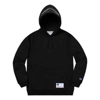 Supreme X Champion Ss19 Outline Hooded Sweatshirt Black Logo