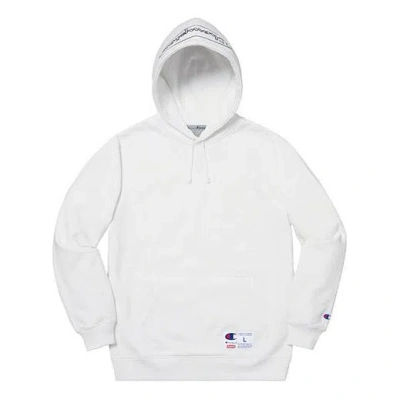 Supreme X Champion Ss19 Outline Hooded Sweatshirt White