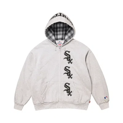 Pre-owned Supreme X Chicago White Sox Zip Up Hooded Sweatshirt 'ash Grey' | Men's Size S In Gray