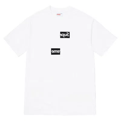 Supreme X Comme Des Garcons Cdg Shirt Split Box Logo Tee 'white Black'
